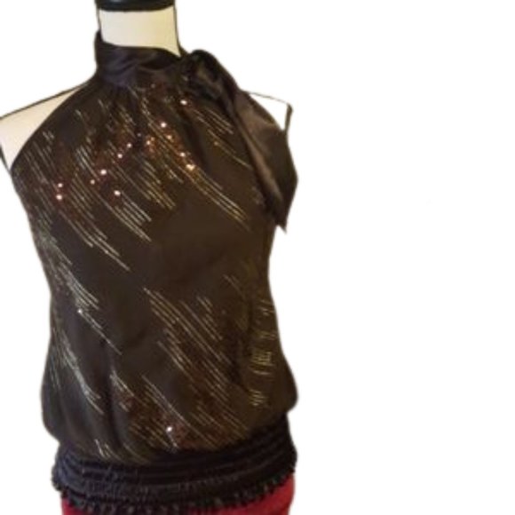 None Tops - 💖SALE💖Glitter Halter Top Tie Neck Med